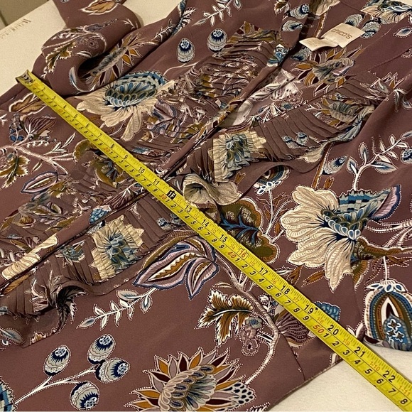 Chicos Shirt Womens Size 1 (S) Ruffle Front Button Up Blouse Rose Floral Top - Picture 9 of 11